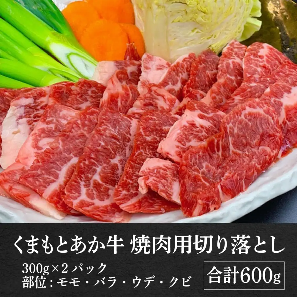 【熊本県産】GI認証取得 くまもとあか牛 焼き肉用切り落とし 合計600g 牛肉 あか牛 赤牛 お肉 切り落とし 焼肉 BBQ 焼き肉 おかず お取り寄せ グルメ 冷凍