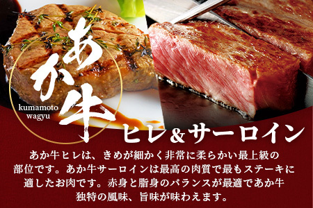 熊本和牛 あか牛 極上ヒレ＆サーロインステーキセット 計640g（ヒレステーキ 120g×2 サーロインステーキ200g×2） 046-0631