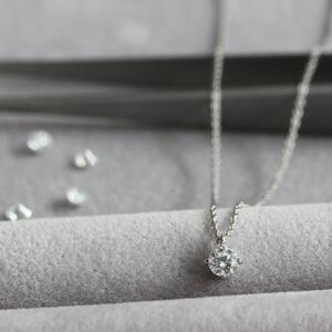 プラチナ900【ラボグロウンダイヤモンドネックレス】0.2ct 可愛い王冠モチーフ 長さ40cm LAB-PT900-007 ネックレス