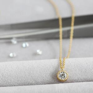 K18イエローゴールド【ラボグロウンダイヤモンドネックレス】0.2ct 人気のミルグレイン 長さ40cm LAB-K18-003 ネックレス