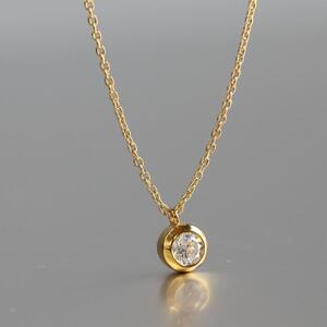 K18イエローゴールド【ラボグロウンダイヤモンドネックレス】0.2ct クラシカルなふくりん留め 長さ40cm LAB-K18-004 ネックレス
