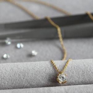 K18イエローゴールド【ラボグロウンダイヤモンドネックレス】0.2ct 4点留めデザイン 長さ40cm LAB-K18-005 ネックレス