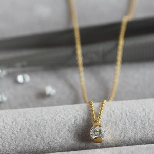 K18イエローゴールド【ラボグロウンダイヤモンドネックレス】0.2ct 挟みこみデザイン 長さ40cm LAB-K18-009 ネックレス