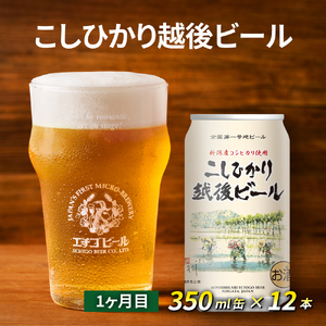 【定期便3ヶ月】エチゴビール【1ヶ月目】こしひかり越後ビール350ml缶×12本【2ヶ月目】のんびりふんわり白ビール350ml缶×12本【3ヶ月目】エレガントブロンド350ml缶×12本 ビール 350ml 12本 酒 クラフトビール 3回 お楽しみ 