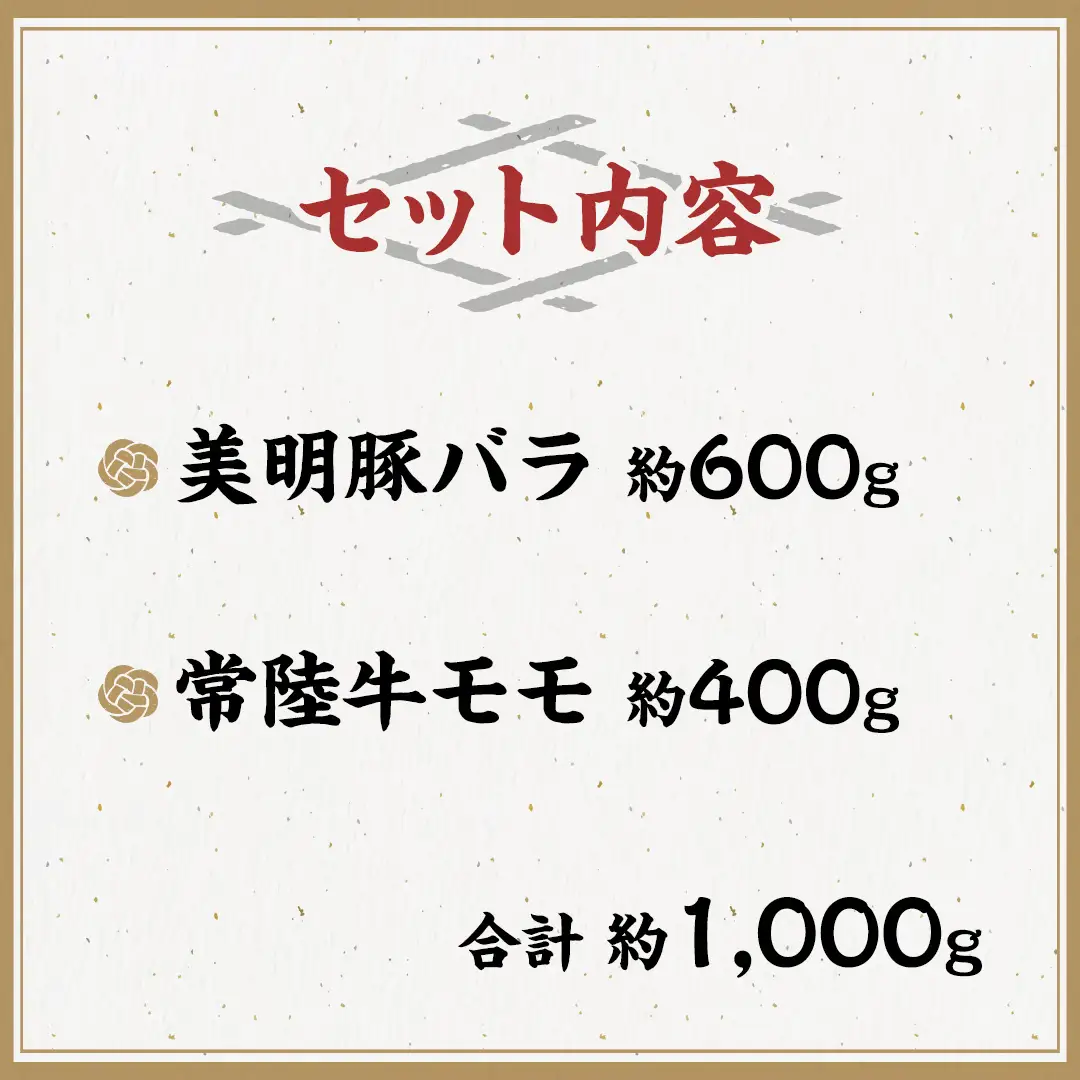美明豚 × 常陸牛 スライス 約1kg セットA 【茨城県共通返礼品/行方市】 ブランド豚 しゃぶしゃぶ SPF 豚肉 バラ モモ [DS002sa]