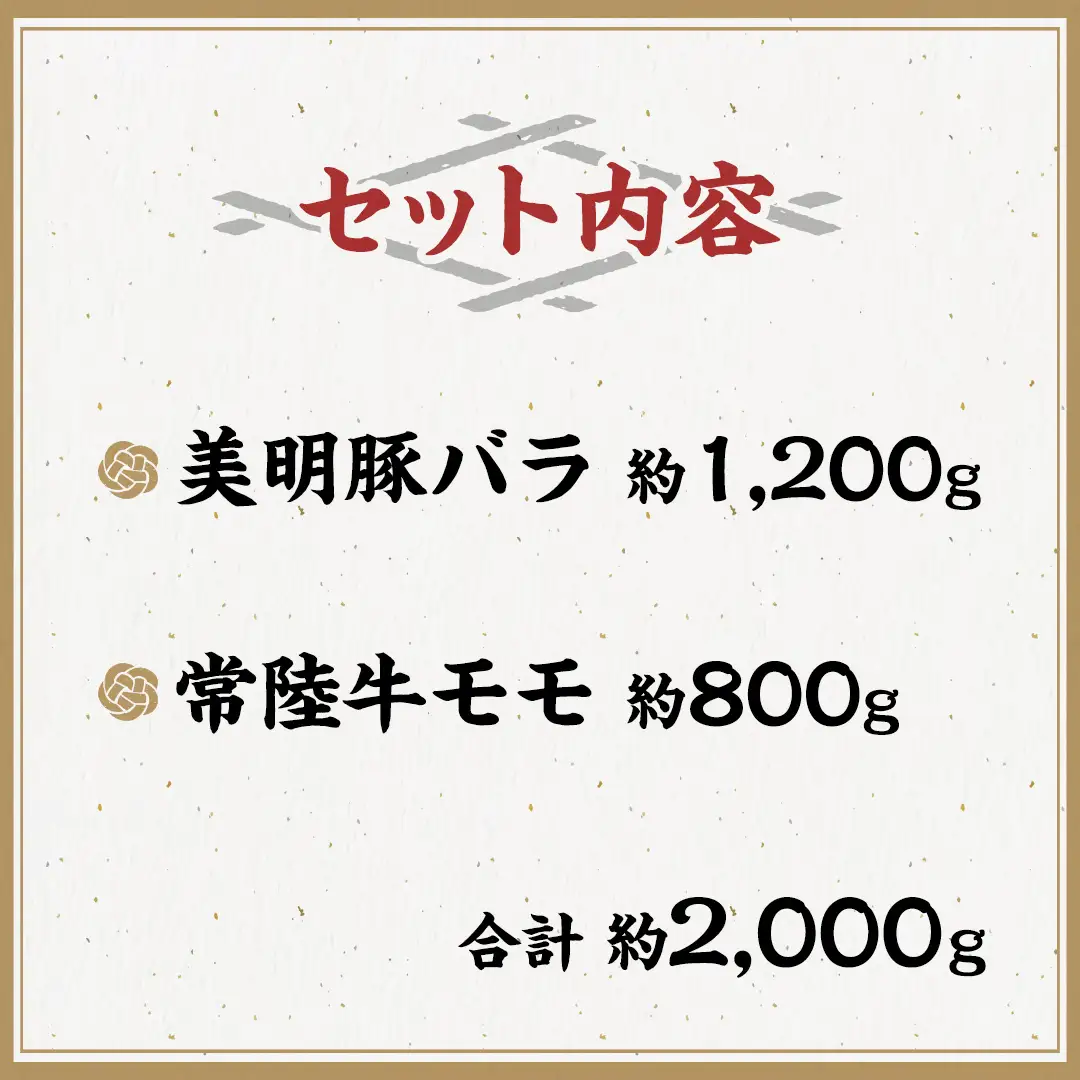美明豚 × 常陸牛 スライス 約2kg セットA 【茨城県共通返礼品/行方市】 ブランド豚 しゃぶしゃぶ SPF 豚肉 バラ モモ [DS003sa]