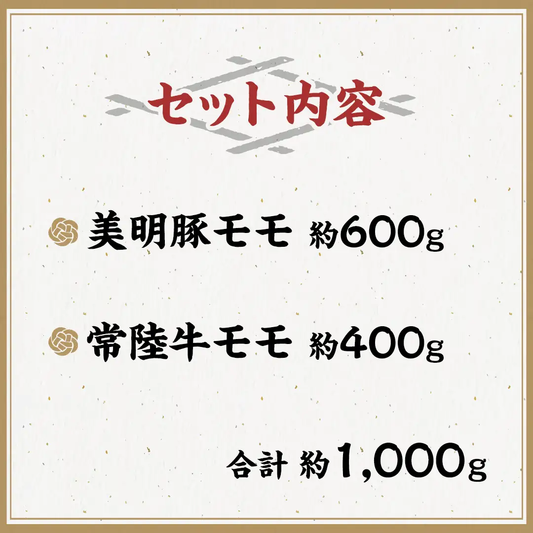 美明豚×常陸牛スライス約1kgセットB 【茨城県共通返礼品/行方市】 ブランド豚 しゃぶしゃぶ SPF 豚肉 モモ [DS004sa]