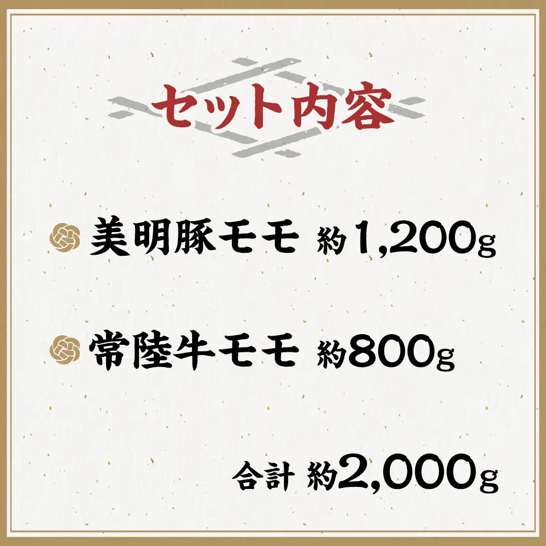 美明豚 × 常陸牛 スライス 約2kg セットB 【茨城県共通返礼品/行方市】 ブランド豚 しゃぶしゃぶ SPF 豚肉 モモ [DS005sa]