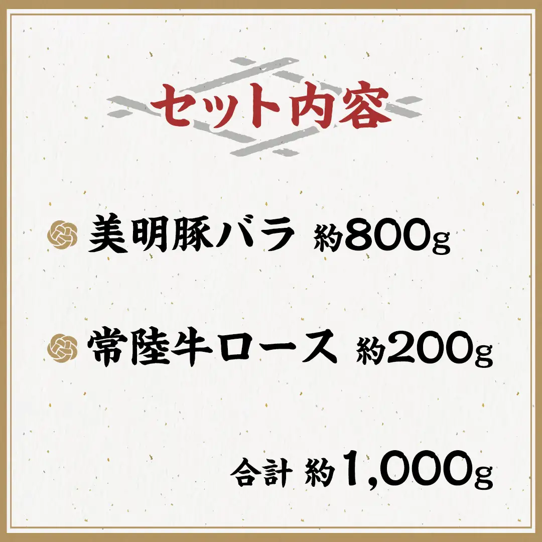 美明豚 × 常陸牛 スライス 約1kg セットC 【茨城県共通返礼品/行方市】 ブランド豚 しゃぶしゃぶ SPF 豚肉 バラ ロース [DS006sa]