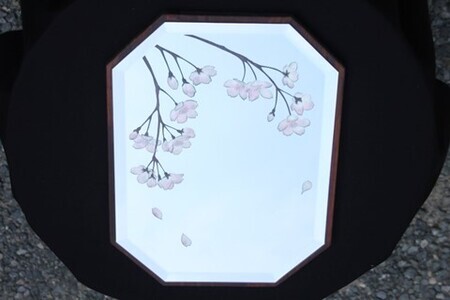 里山彩鏡・枝垂れ桜の壁掛面取り鏡 K024072