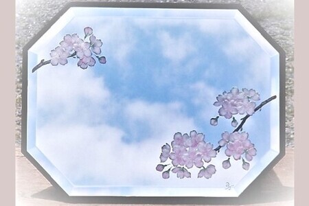 里山彩鏡・桜置き型面取り鏡 K024070