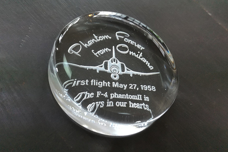 PhantomForever 国産ガラス製 ペーパーウェイト(クリア) F4 ファントム 戦闘機 航空自衛隊 百里基地 オリジナルデザイン 26-E