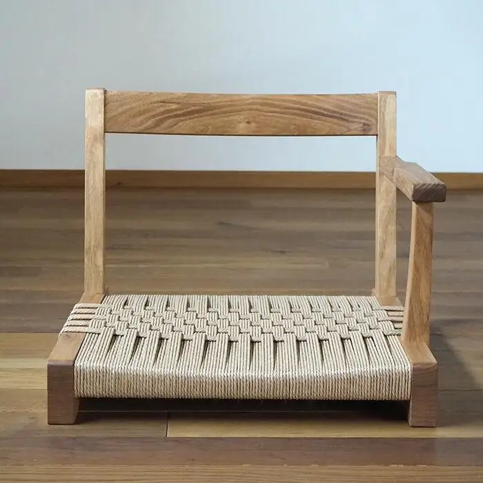ペーパーコードの座椅子 片肘つき ／ イス ロープ 丈夫【UMEBACHI FURNITURE】