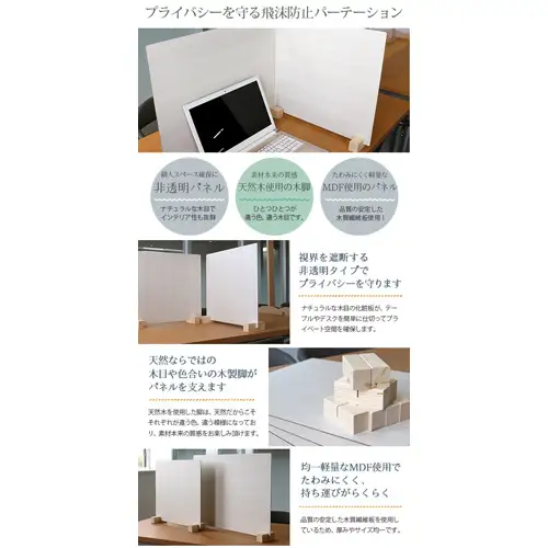 No.160 飛沫ガードパネル(ウッド調)　ZK-09-M(LOW)　1set(クラシックホワイト)