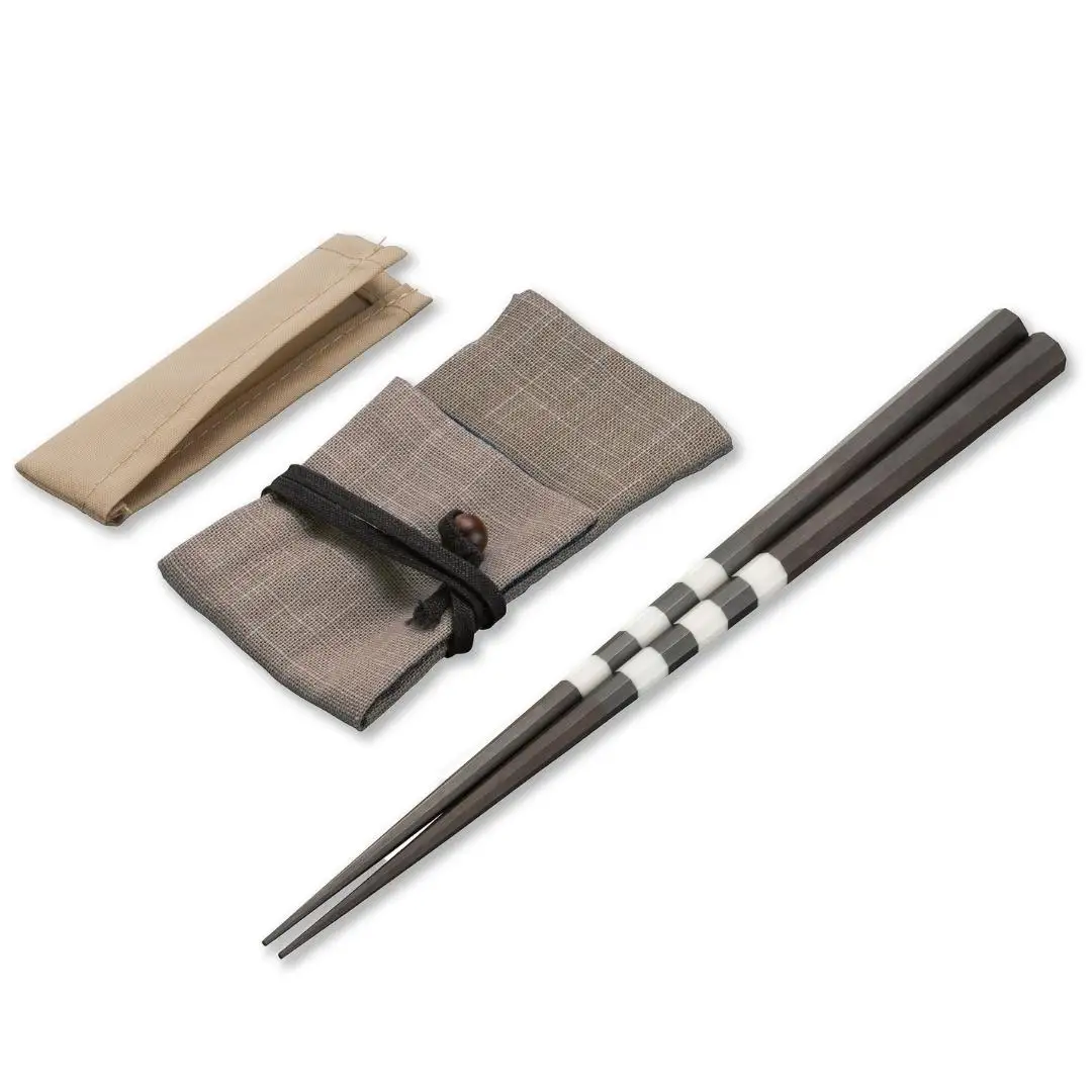 携帯用八角箸 黒檀(箸袋付) 235mm 23.5cm 燕三条製 ものづくり [マルナオ]  【039S005】