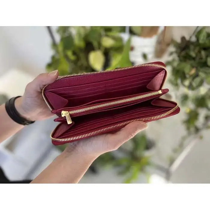 【極上】クロコダイルラウンドファスナー長財布 フレムレッド