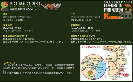 イズー カワズー 年間パスポート（大人1名・子供1名） 共通入園券 爬虫類 動物園 河津町 観光 バナナワニ園 バガテル公園