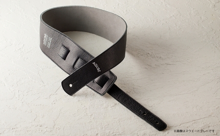 AQUBE MUSIC PRODUCTS ギターストラップ　シュリンク ブラック ［ M ］(裏面カラー：スウェードグレー)_0029-004-T05-1