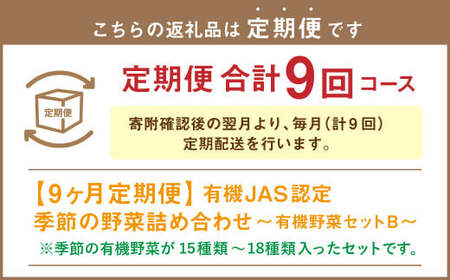 【有機JAS認定】【9ヶ月定期便】 季節の野菜詰め合わせ ～有機野菜セットB～