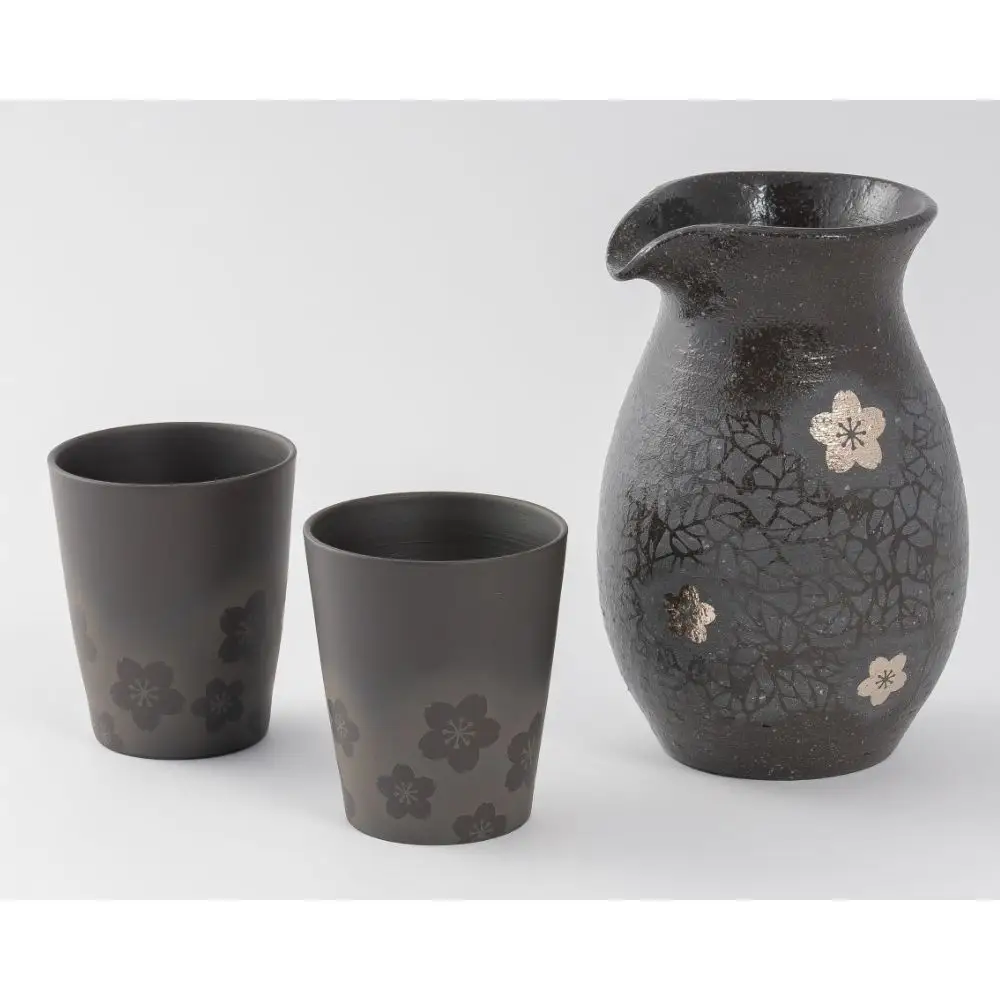 【萬古焼（ばんこやき）】醉月陶苑　桜文酒器揃