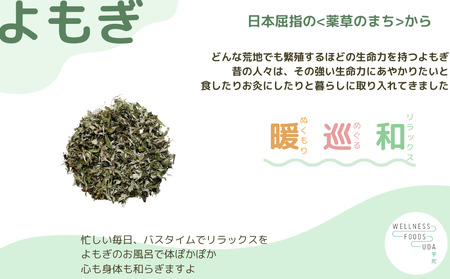 よもぎ 入浴剤 25包 (1袋 5包入×5個)／ ウェルネスフーズ UDA バスグッズ 無添加 有機栽培 リラックス ストレス解消 ボディケア 肌荒れ改善 疲労回復 薬草 ハーブ 奈良県 宇陀市