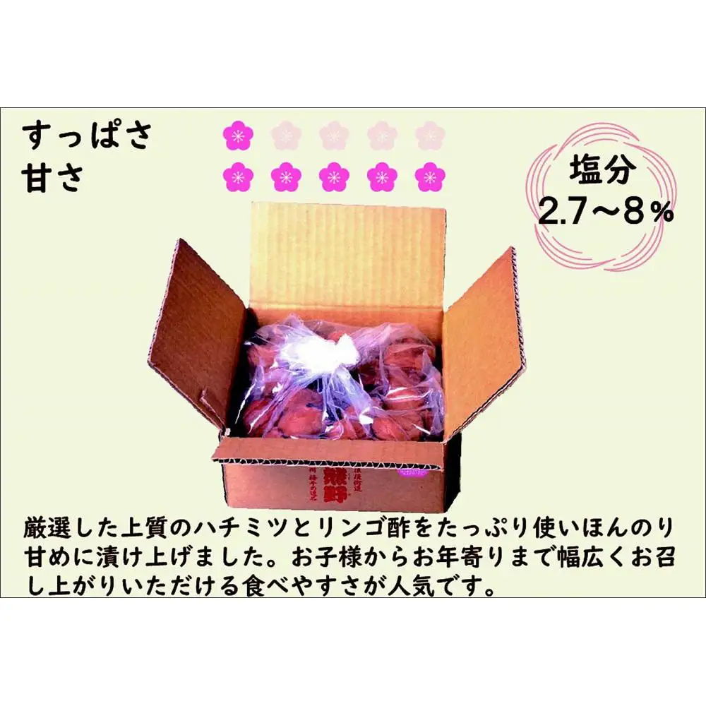 紀州南高梅　口熊野（はちみつ）1kg　塩分約8％