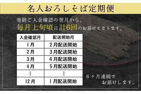 【6ヶ月連続お届け】名人の打つ越前おろしそば 4食入り（麺つゆ、辛味大根、かつお節付） [E-031005]
