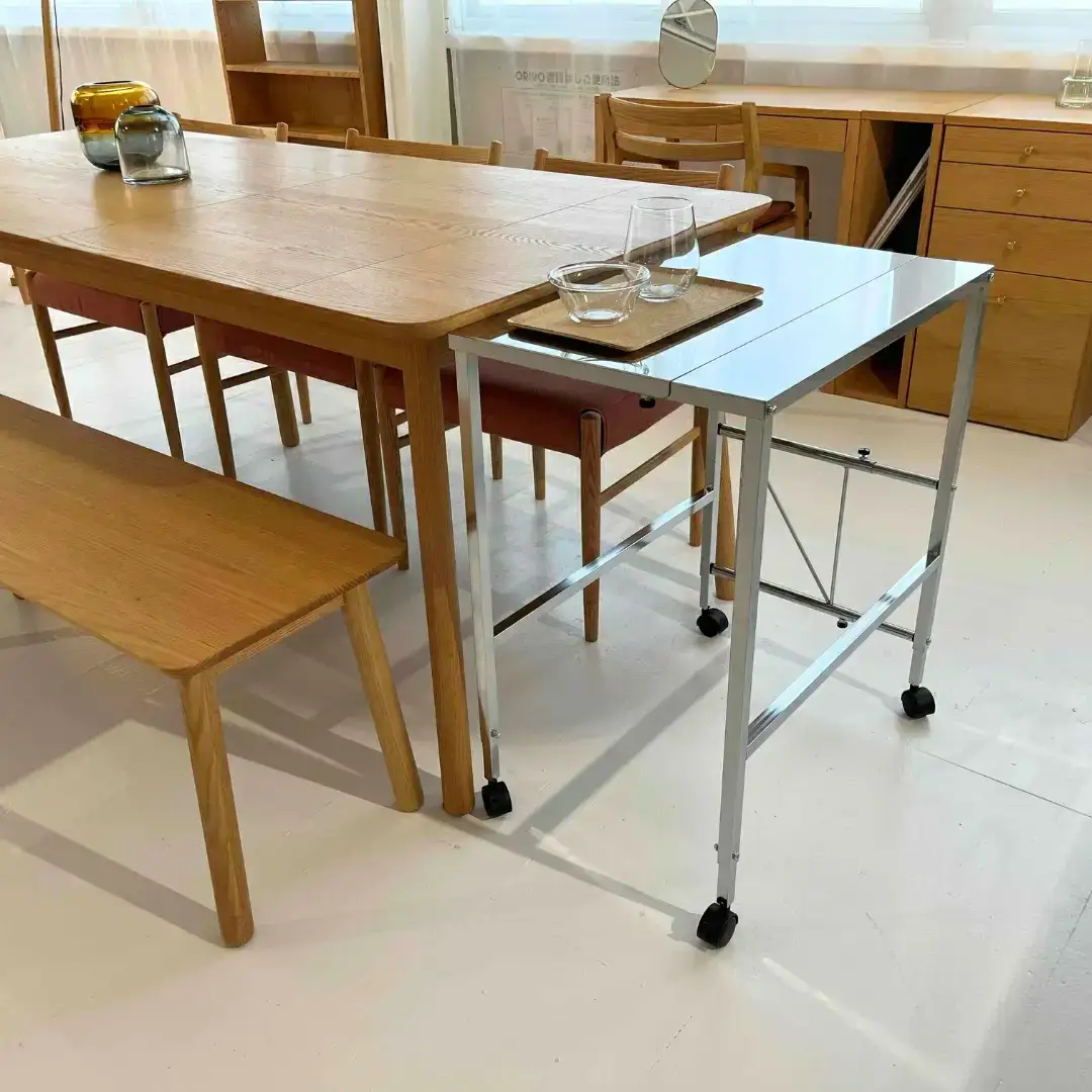 組立式 【ステンレス製天板】頑丈作業台 奥行60cm 高さ幅調節可能 ワークスペース 作業台 キャスター付 燕三条製 【085S001】