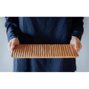 TSUKI-JIRIWOODPLATEオーク木彫M ｜トレー プレート お皿 皿 食器 インテリア
