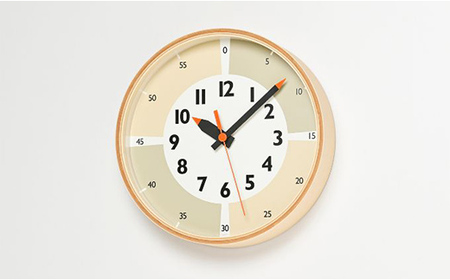 fun pun clock with color！YD23-09 BG インテリア 置時計 壁掛け時計 アナログ時計 子ども部屋 部屋 くすみカラー プライウッド枠  FAD-1187