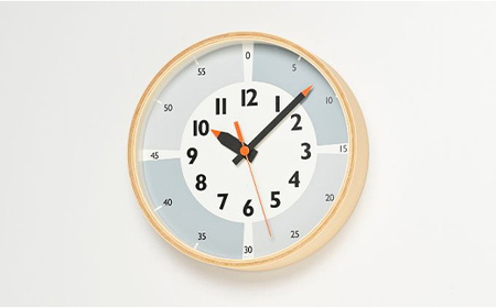 fun pun clock with color！YD23-09 GY インテリア 置時計 壁掛け時計 アナログ時計 子ども部屋 部屋 くすみカラー プライウッド枠  FAD-1188