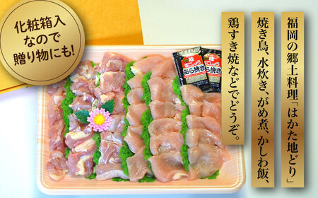 【全6回定期便】【化粧箱入】はかた地どり モモ・ムネ肉 合計500g 塩胡椒付焼き鳥 焼き肉 すき焼き用 [ABCJ121] 