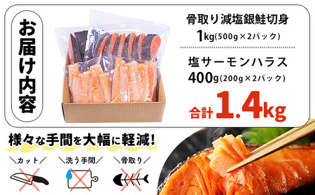 減塩 銀鮭切身 塩サーモンハラス 約1.4kg 株式会社西川
