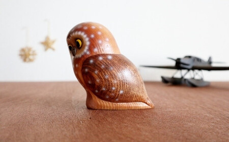 木工品【森に佇むフクロウ】　工房西岡　【11218-0581】
