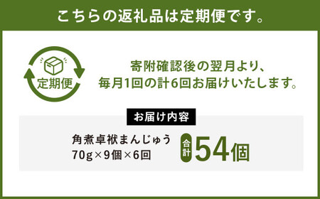 【6ヶ月定期便】 長崎 角煮 卓袱(しっぽく) まんじゅう 70g×9個 ×6回 角煮【FT3】