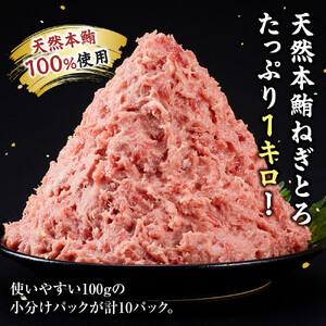 天然本鮪 ねぎとろ 計1kg：100g 10パックセット【静岡市清水】冷凍  マグロ  たたき ネギトロ丼 手巻き寿司 小分け 即席 海の幸 【配送不可：離島】◇