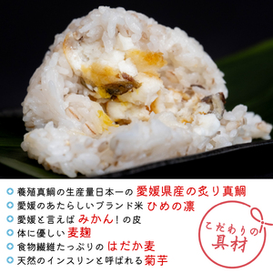 【NEXT ONE 松山市長賞受賞】 鯛むすび (愛媛 松山 鯛 鯛むすび 鯛茶漬け 鯛めし 愛媛県産 炙り 真鯛 みかん 皮 麦麹 はだか麦 菊芋 ブランド 米 ひめの凛 使用 保存料 化学調味料 無使用 おにぎり)【MND001_x】