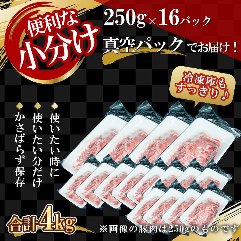 【農場直送】真空パック　北海道産　北島ワインポーク　しゃぶしゃぶ用ロース 4kg 【小分け】【余市のブランド豚肉】　ワインで育てた豚　余市産豚肉　北海道産豚肉　国産豚肉　小分け豚肉　安心安全豚肉 北島豚 _Y067-0026