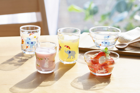 つよいこグラス (M) かくれんぼうさぎ・かくれんぼぞう 各2個｜コップ カップ 子供 食器 アデリア 石塚硝子 【0530】