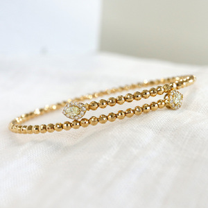 甲府市発 ダイヤモンド ブレスレット K18 0.4ct 形状記憶 [PB-0095-1YGm]