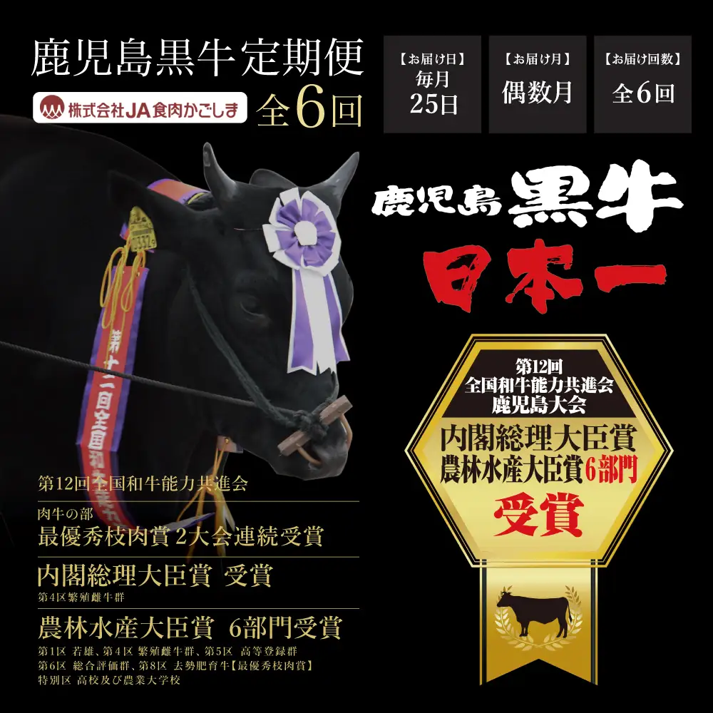 【JA食肉かごしま】鹿児島黒牛 定期便（全6回） かごしまブランド 黒毛和牛 和牛 牛肉 お肉 霜降り 赤身 ステーキ 焼肉 焼き肉 バーベキュー BBQ すき焼き しゃぶしゃぶ 食べ比べ 定期便 JA食肉かごしま 南さつま市
