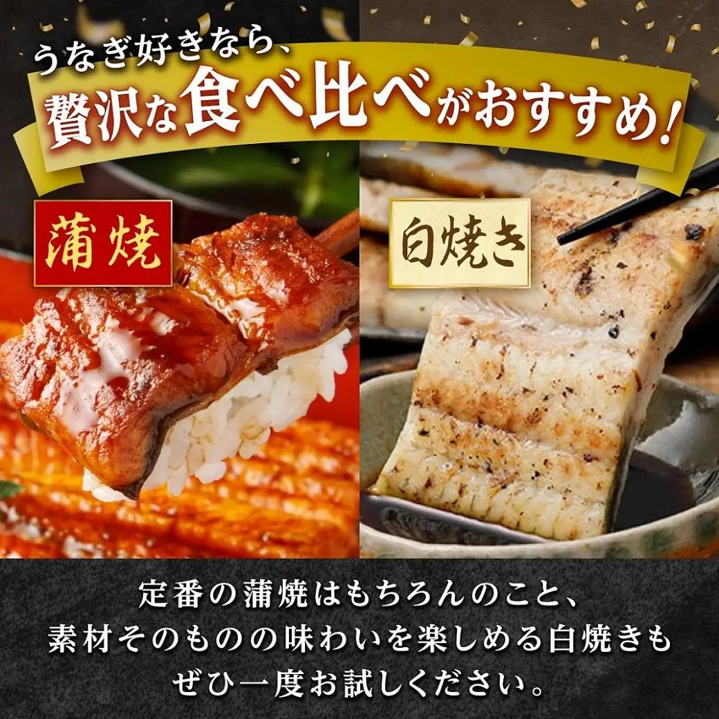 鹿児島県産 うなぎ 長蒲焼  白焼き・蒲焼 セット 合計2尾（約100g×6尾）｜白焼き