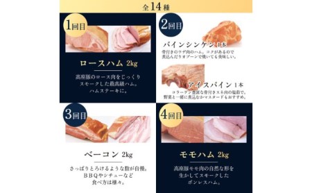  ハム 定期便 7ヶ月 豚1頭分プレミアム セット 詰め合わせ ロースハム 豚肉 肉 お肉 加工肉 食品 ベーコン ウィンナー ウインナー ソーセージ 