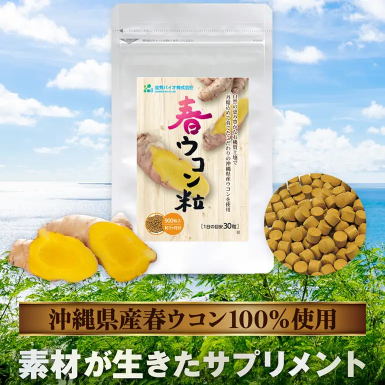 【金秀バイオ】春ウコン 粒 900粒 3袋 セット 90日 分(約 3ヶ月 分) サプリ サプリメント 沖縄県産 春ウコン 100% 栽培期間中農薬・化学肥料不使用 クルクミン ミネラル 鉄分 抗酸化作用 国産ウコン 姜黄 キョウオウ 国産 健康食品 沖縄県 糸満市
