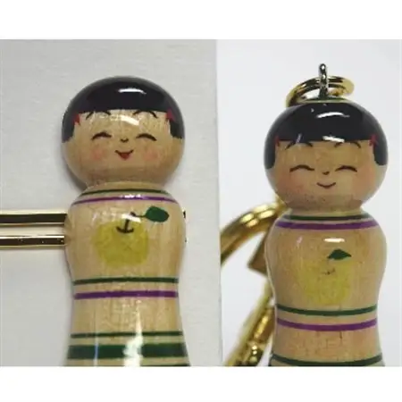 「こけス」ネクタイピン＆キーホルダー(緑りんご)_雑貨     装飾品・工芸品     装飾品・工芸品  服飾小物 _【1238401】