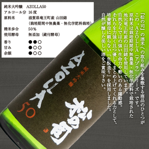 松の司 純米大吟醸 「AZOLLA50」 720ml 金賞 受賞酒造  (日本酒 地酒 一升瓶 日本酒 清酒 日本酒 ギフト 日本酒 お歳暮 日本酒 プレゼント 日本酒 松瀬酒造 日本酒 滋賀 日本酒 竜王 日本酒 竜王町産 山田錦 日本酒 無添加（蔵付酵母） 日本酒 大人気 日本酒 銘酒                                                                                                  )