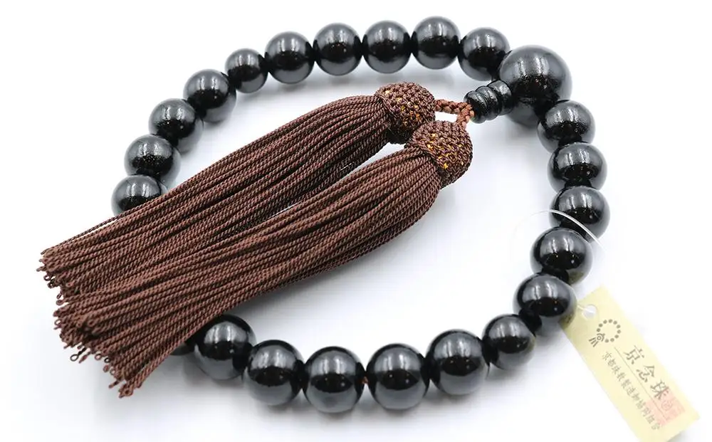 【中郷の京念珠】男性用 黒檀の数珠（じゅず）＋数珠袋セット