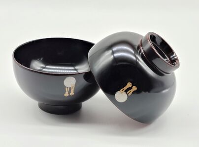 川連漆器 夫婦椀 月見うさぎ 漆器 漆器 【佐藤豊八商店】[H5805]