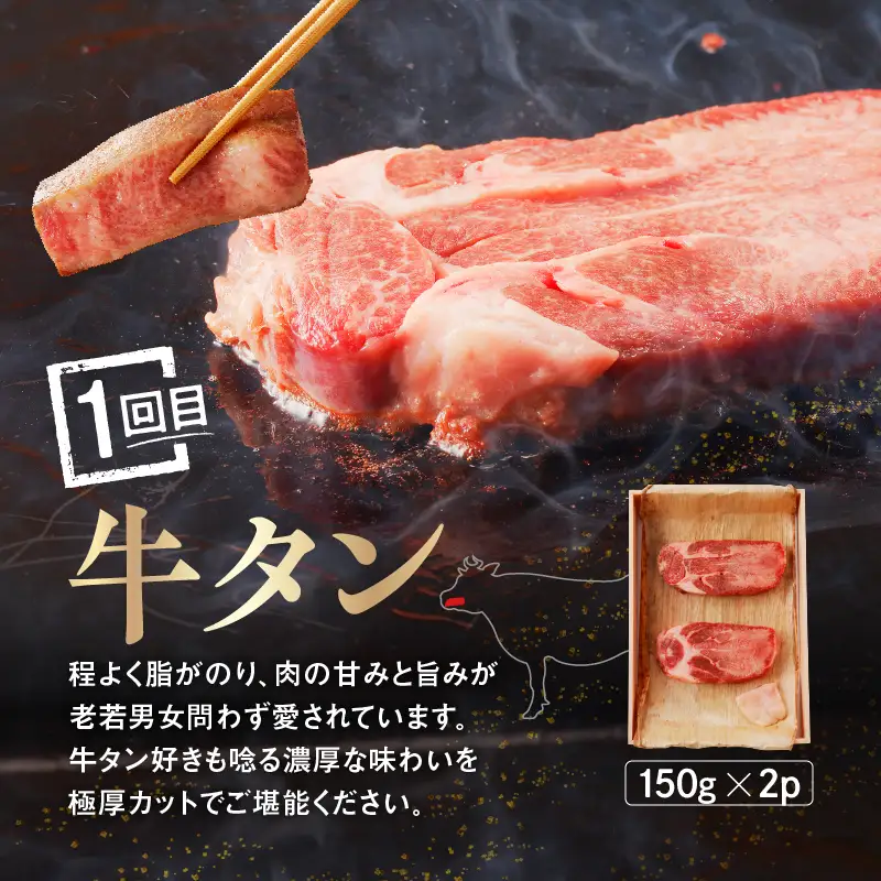 【4回定期便】 最高級 国産牛 ステーキ 2人前 セット 和牛 牛肉 冷蔵 肉 みすじ ランプ サーロイン タン 厚切り 牛タン 国産 おすすめ お取り寄せ ギフト プレゼント