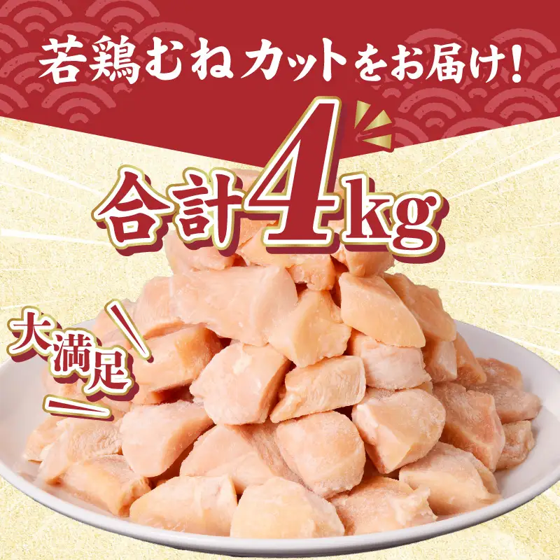 鶏肉 むね肉 鶏肉[宮崎県産 若鶏 4kg 800g×5袋]